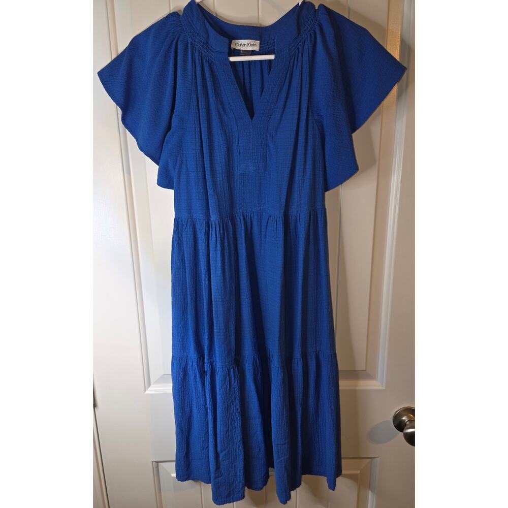 Calvin Klein Vibrant Blue Flutter Sleeve Dress Size Small NWOT ❤️❤️